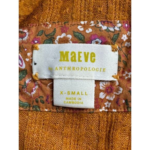 Anthropologie Maeve Rafela Hacci Surplice Top Womens XS Long Sleeve Brown - Picture 6 of 14